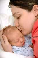 stolze Mama mit Sohn